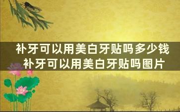 补牙可以用美白牙贴吗多少钱 补牙可以用美白牙贴吗图片